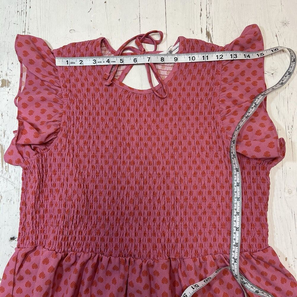 Michelle McDowell Smocked Flutter-Sleeve Pink Blouse Medium - Picture 5 of 9